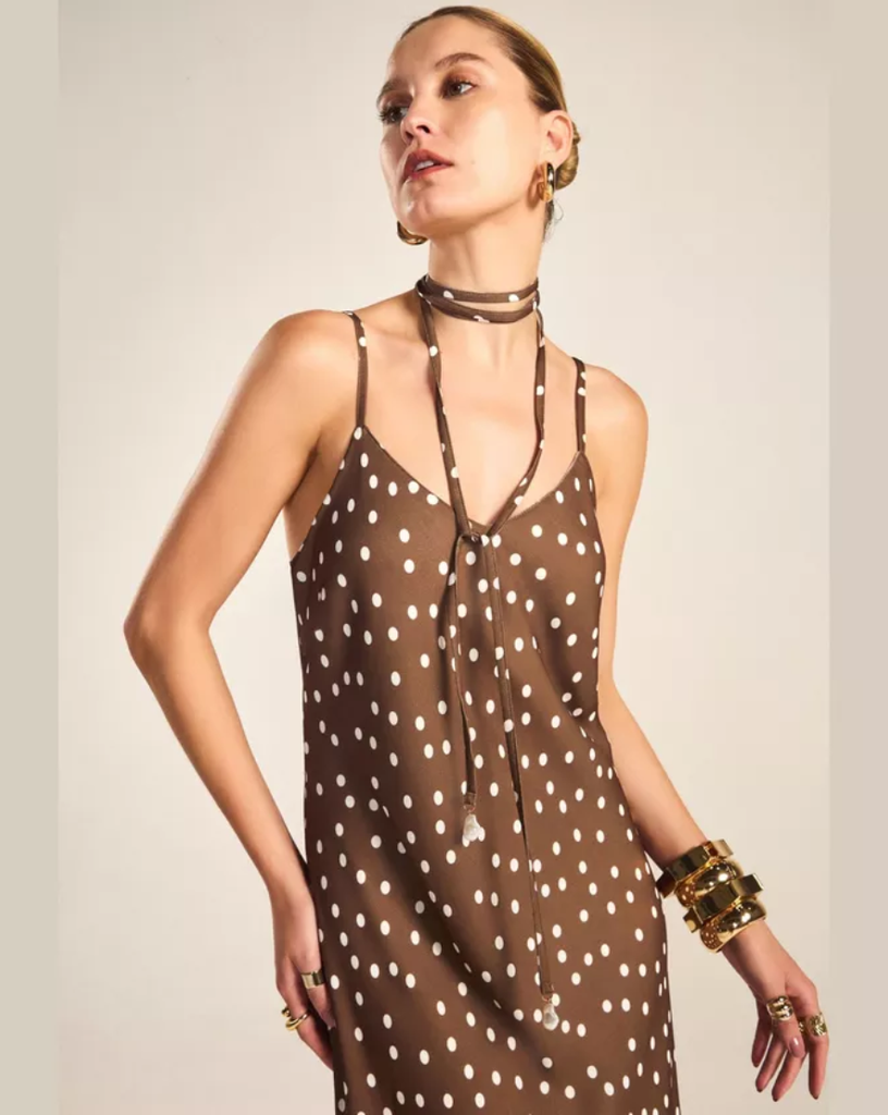 Vestido Benedita Crepe de Alfaiataria Poá Double Face | Raizz