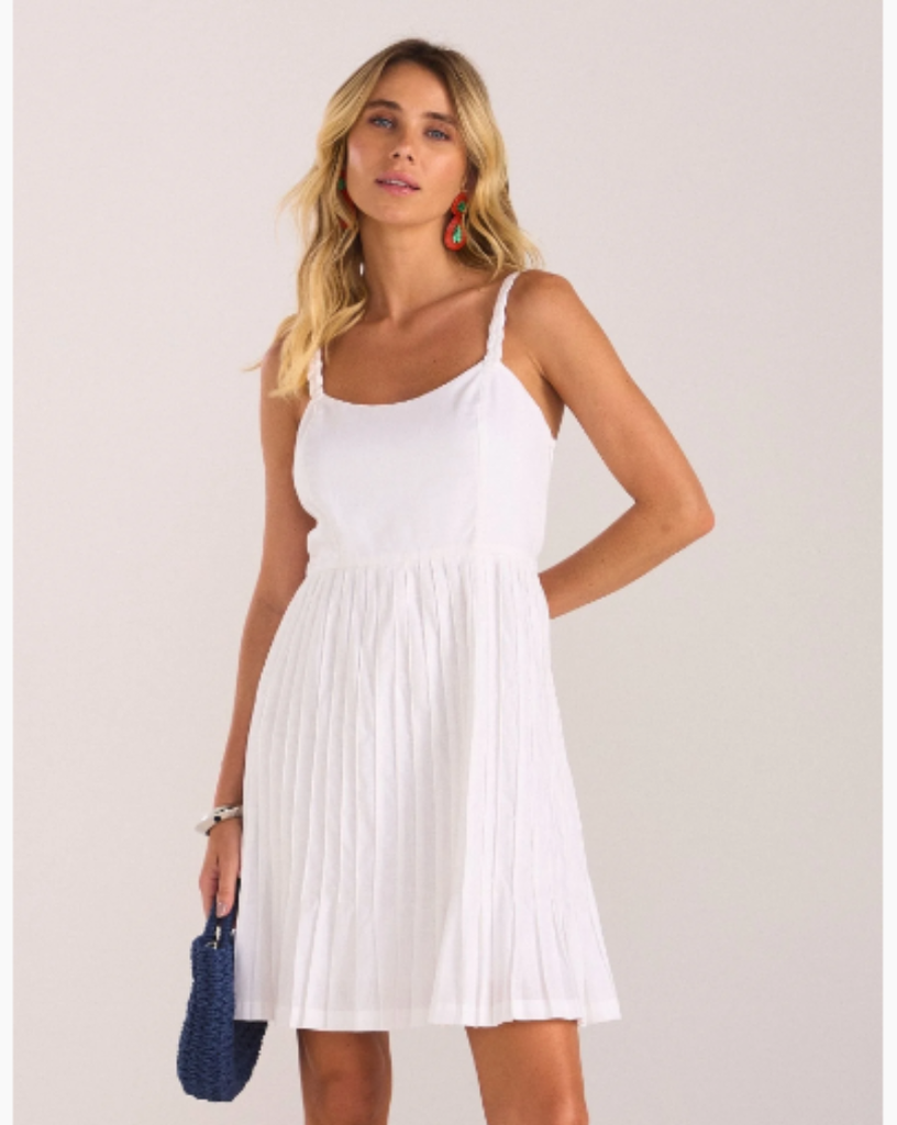 Vestido Joyce Cambraia de Linho Branco | Raizz