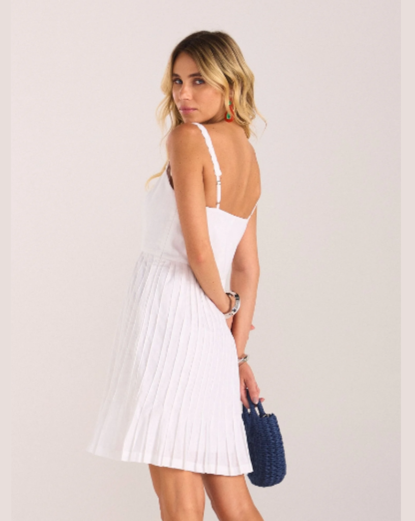 Vestido Joyce Cambraia de Linho Branco | Raizz