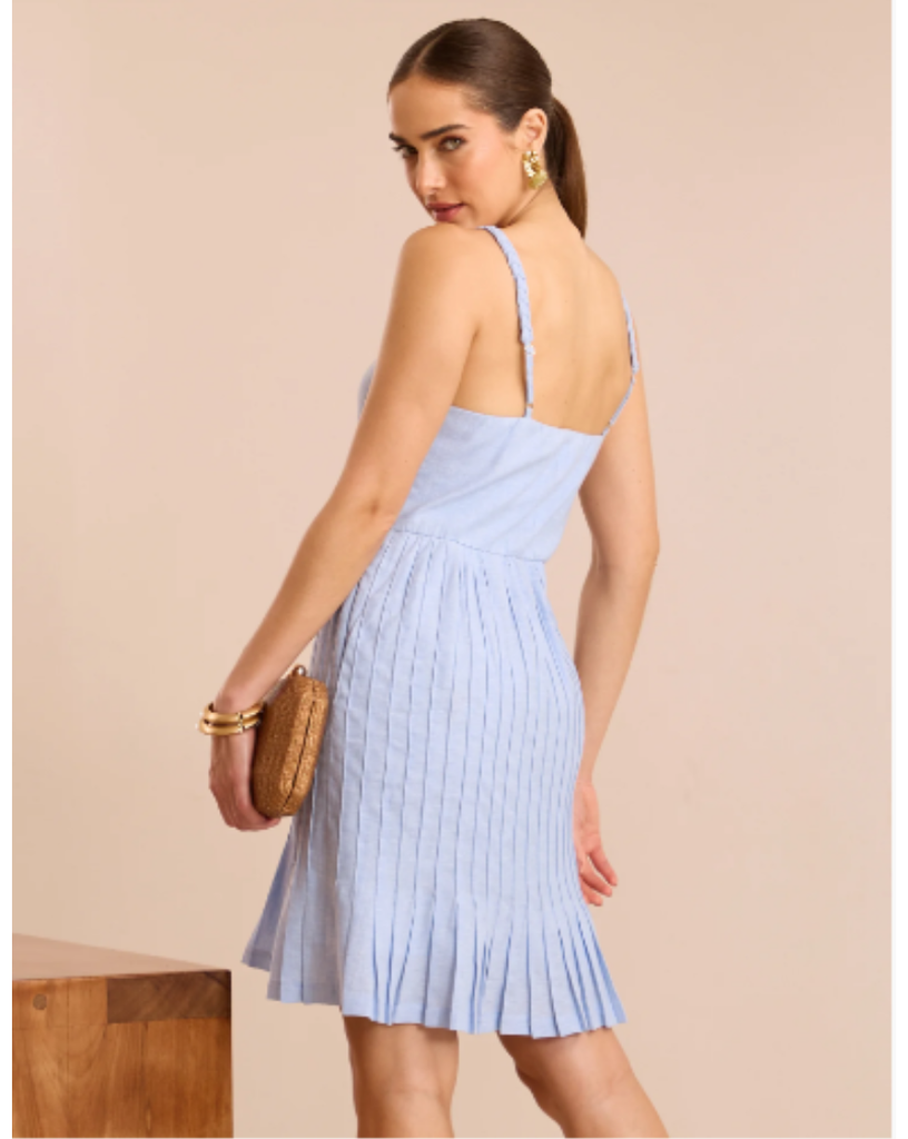 Vestido Joyce Cambraia de Linho Azul | Raizz